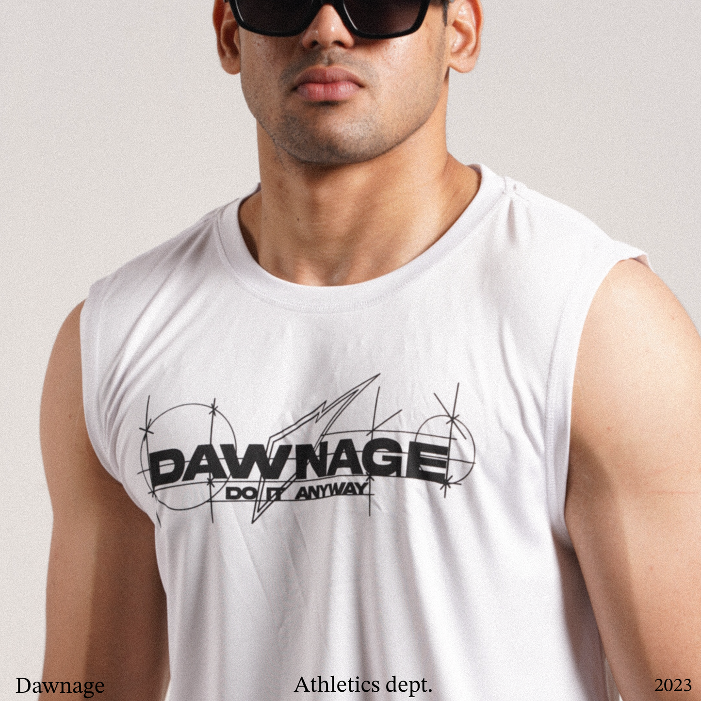 WHITE ATHLETIC TANK-TOP